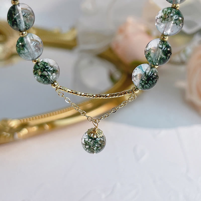 Braccialetto con ciondolo Buddha Stones Green Phantom Crystal Confidence