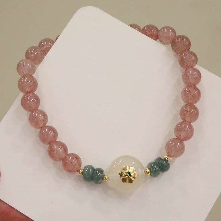 Braccialetto curativo in giada calcedonio quarzo fragola naturale Buddha Stones