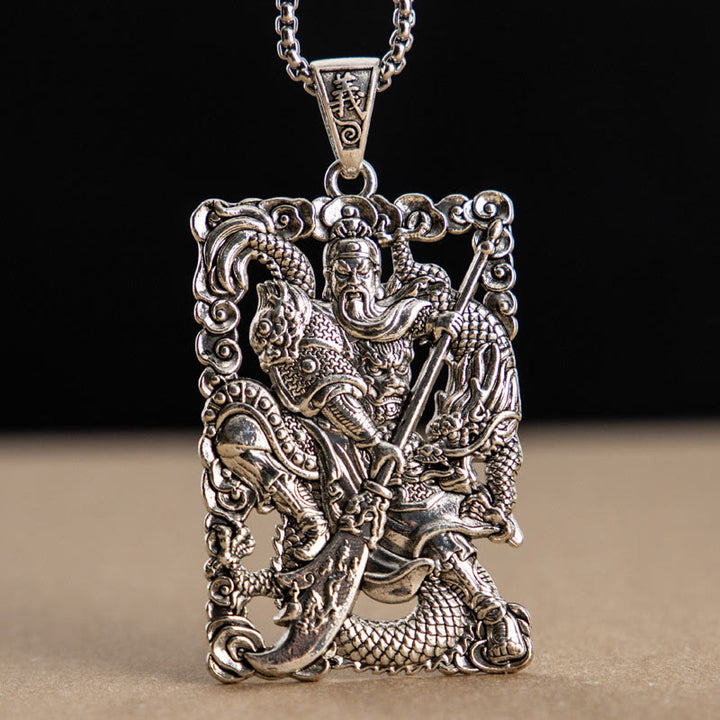 Buddha Stones Guan Gong Drago Nuvole di Buon Auspicio Collana Pendente Ricchezza