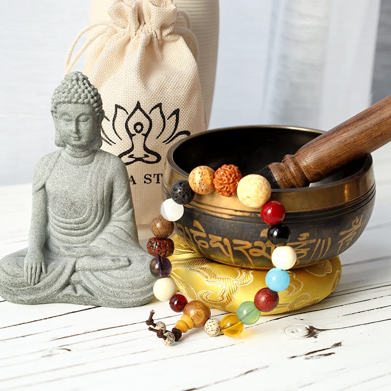 Pacchetto regalo di meditazione tibetana in pietra di Buddha e pace - image 1