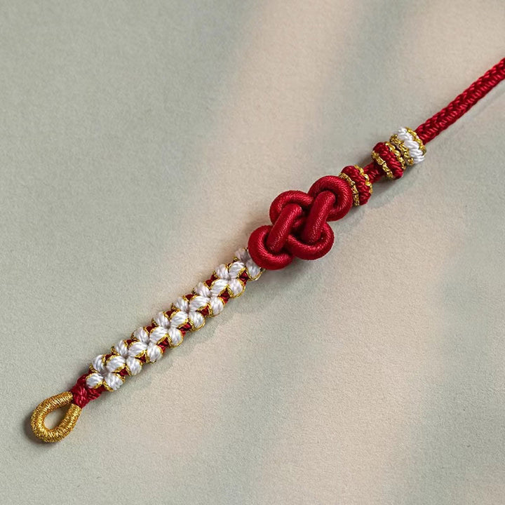Braccialetto con corda portafortuna con ciondolo a forma di fiore di pesco con nodo d'amore fatto a mano Buddha Stones