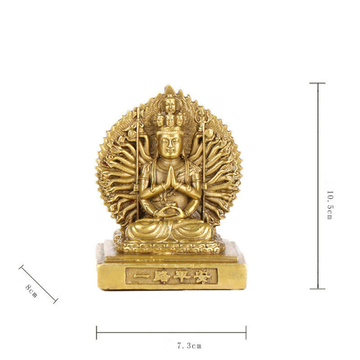 Chenrezig, statuetta di Avalokitesvara dalle mille mani, statua di rame massiccio di protezione del Bodhisattva Kuan Yin a doppia faccia, decorazione - image 9