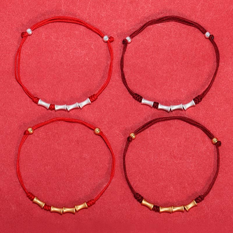 Braccialetto intrecciato con protezione e fortuna in argento sterling 925 con design in bambù Buddha Stones - image 16