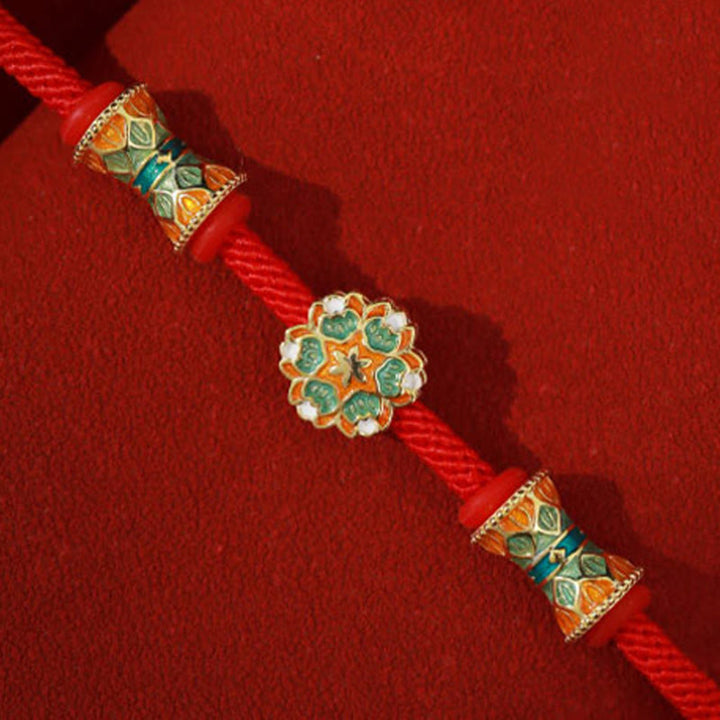 Buddha Stones Dunhuang 925 Sterling Silver Lotus Drum Nuovo inizio Braccialetto in corda rossa