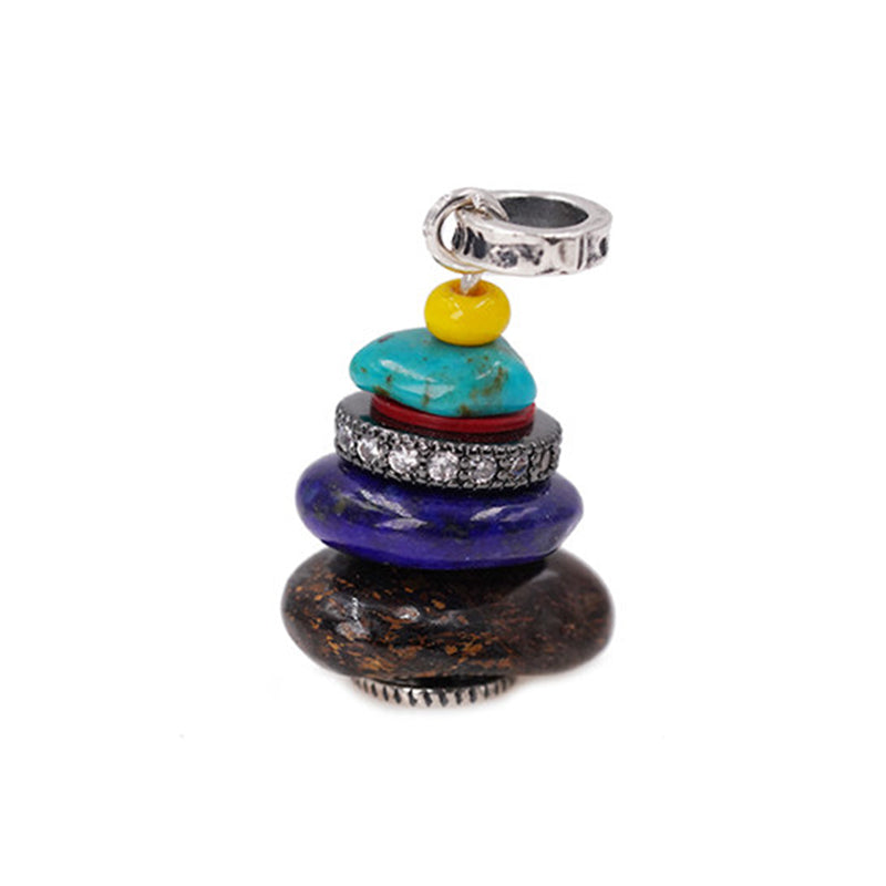 Collana con ciondolo calmante in labradorite con vari cristalli e Buddha Stones Zen Cairn - Ciondolo con diaspro e lazurite 10*16mm - image 35