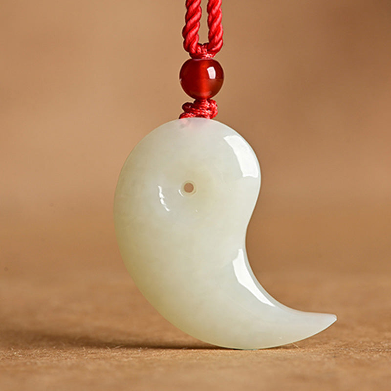 Collana con ciondolo a corda con benedizione di protezione in giada bianca e giada ciano Yin Yang - image 8