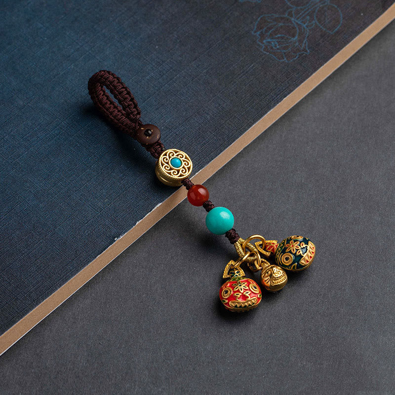 Buddha Stones Oro Ingoiare Bestia Famiglia Fortuna Portachiavi Auto Telefono Appeso Decorazione