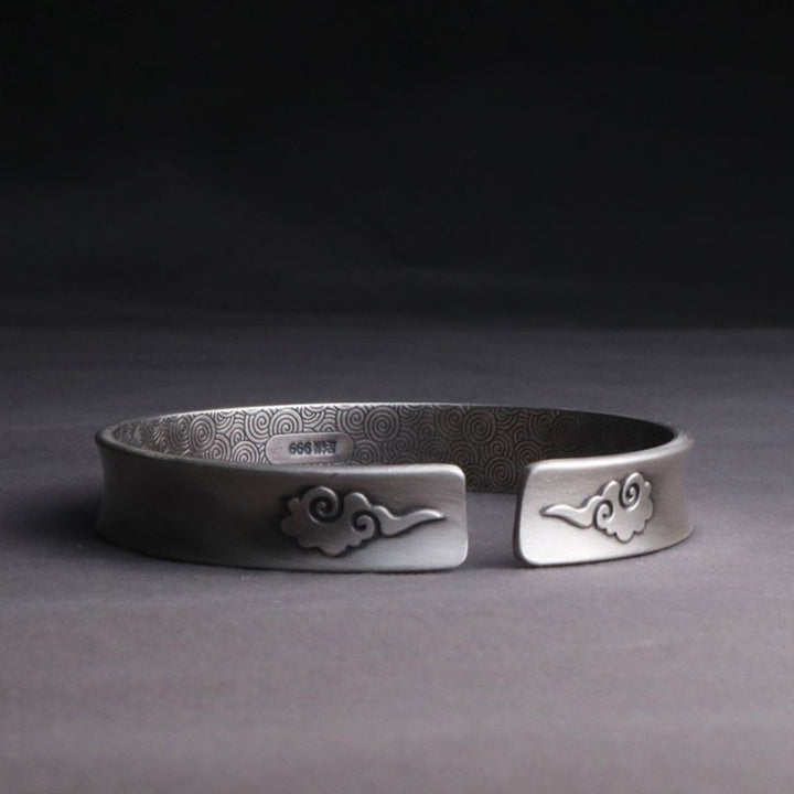 Braccialetto Buddha Stones 999 Sterling Silver Yin Yang Auspicious Clouds Balance Harmony