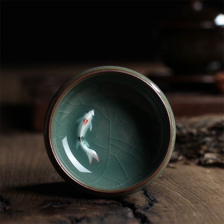 Buddha Stones Koi Fish colorato Tazza da tè in ceramica Kung Fu Tazza da tè Ciotola
