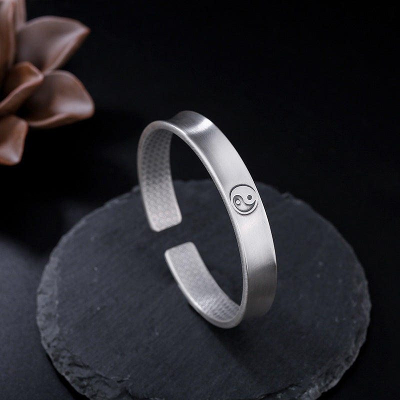 Braccialetto Buddha Stones 999 Sterling Silver Yin Yang Auspicious Clouds Balance Harmony