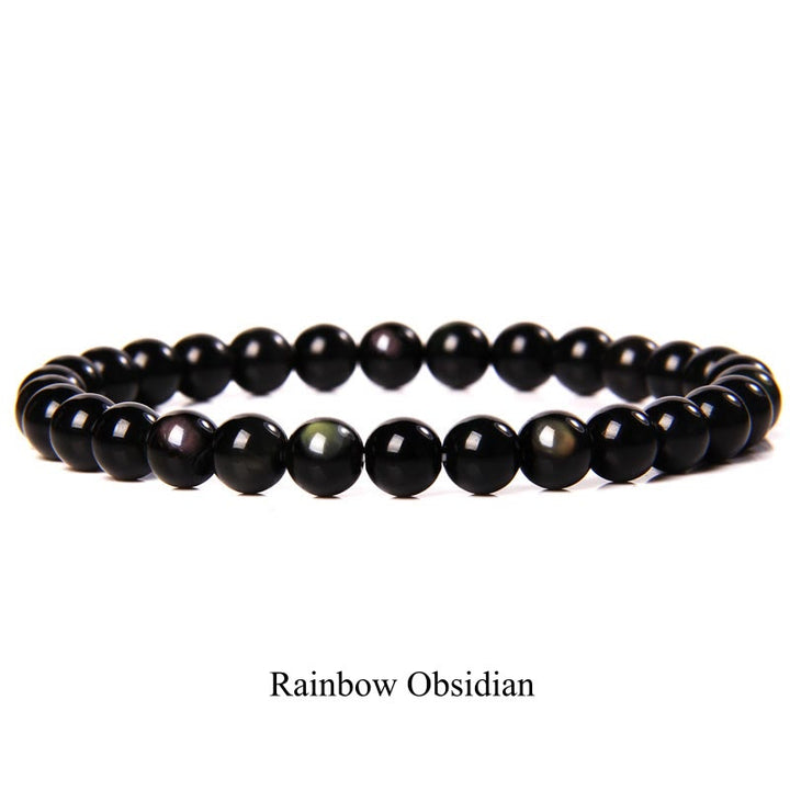 Braccialetto di perle curative in quarzo naturale Buddha Stones - 8 millimetri - Ossidiana arcobaleno - image 5