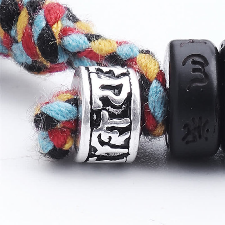 Buddha Stones Perline di guscio di cocco tibetano Braccialetto della felicità con mantra Om Mani Padme Hum inciso