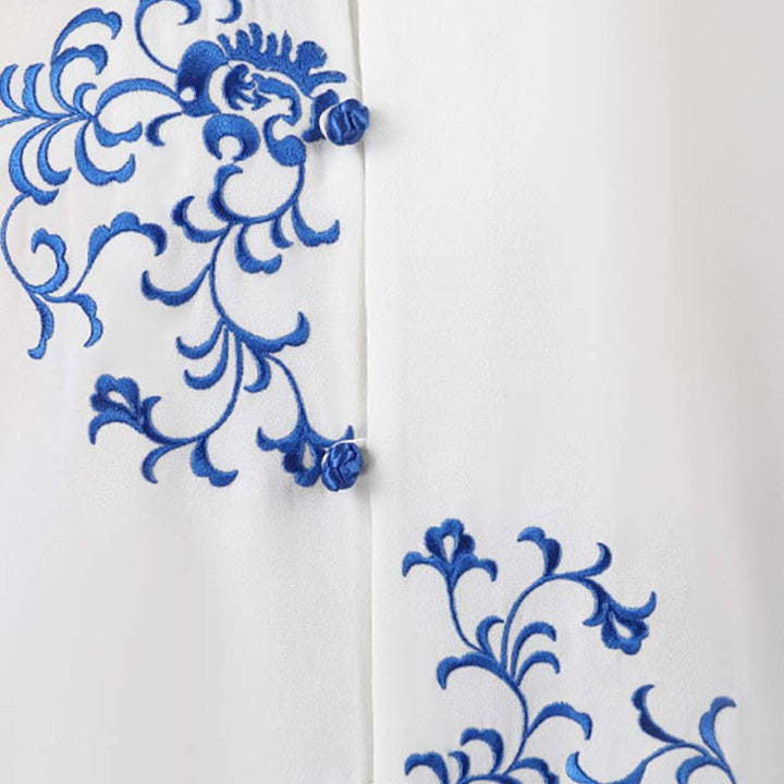 Buddha Stones Fiore Ricamo Meditazione Preghiera Spirituale Zen Tai Chi Qigong Pratica Set di Abbigliamento Unisex - image 14