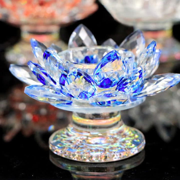 Portacandele in cristallo a forma di fiore di loto, decorazione per la casa e l'ufficio