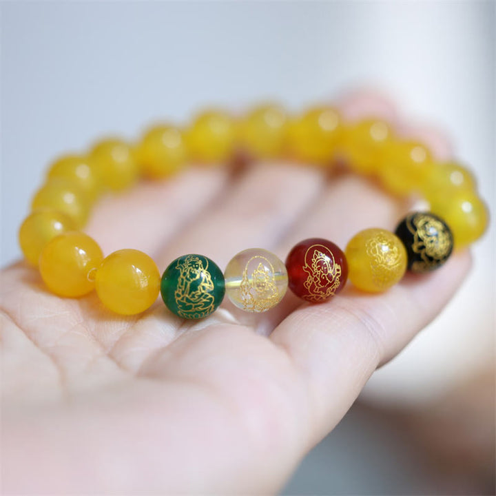 Buddha Stones Cinque Elementi Dio della Ricchezza Vari Braccialetti di Cristallo di Agata Ricchezza