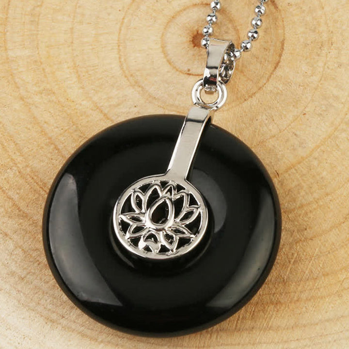 Buddha Stones Vari cristalli Ametista Cristallo rosa Loto Collana pendente curativa - Onice nero - image 18