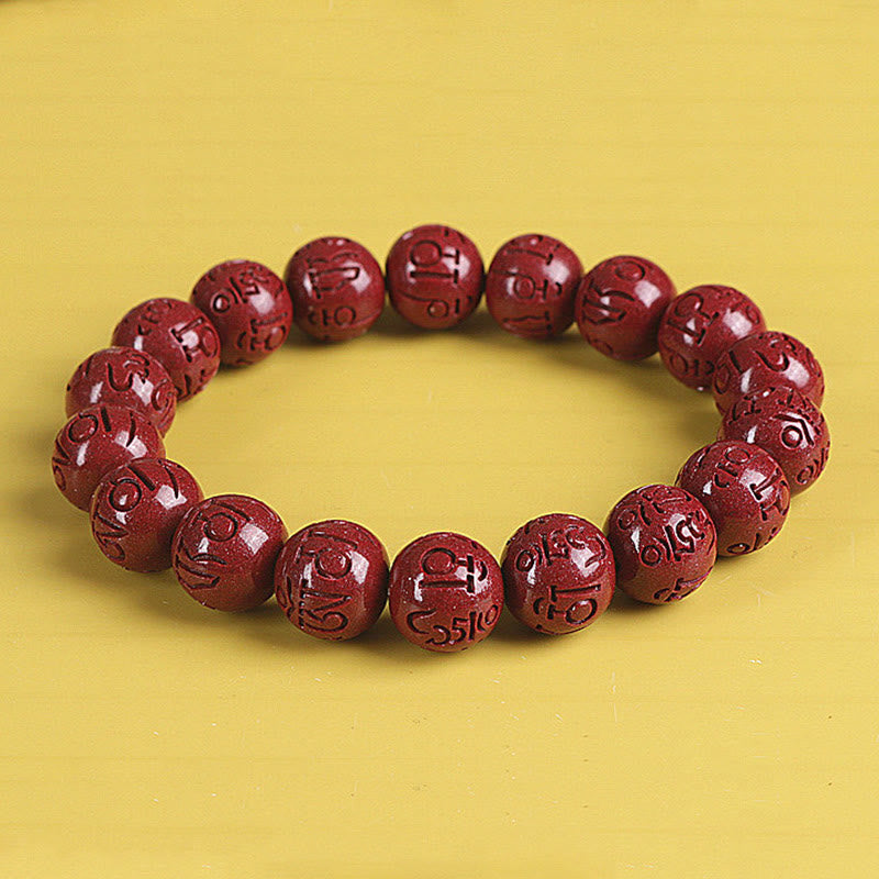 Braccialetto di perline Buddha Stones Natural Double PiXiu Cinnabar Om Mani Padme Hum Wealth Luck