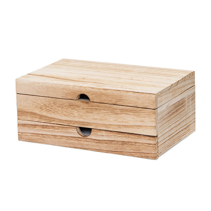 Buddha Stones Retro Beige Portagioie in Legno a Due Strati con Specchio - image 16