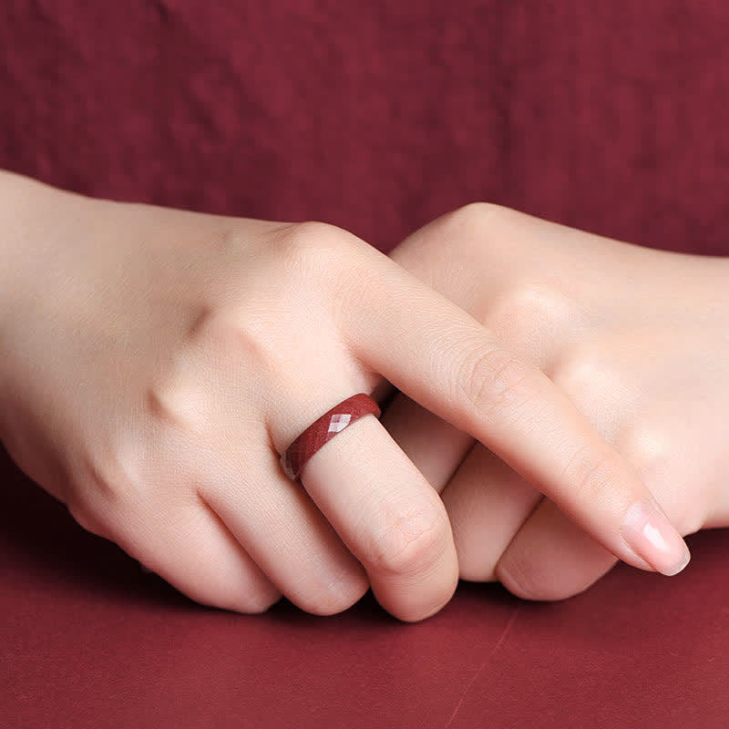 Anello di benedizione Buddha Stones Cinnabar Om Mani Padme Hum Nuvole di buon auspicio