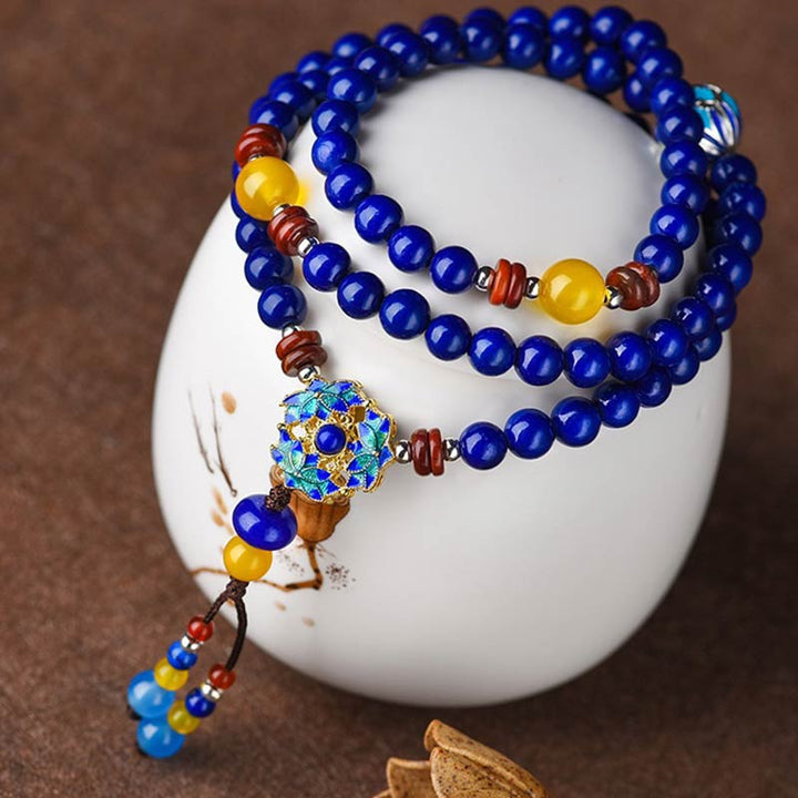 Braccialetto positivo Buddha Stones Lazurite Yellow Agate