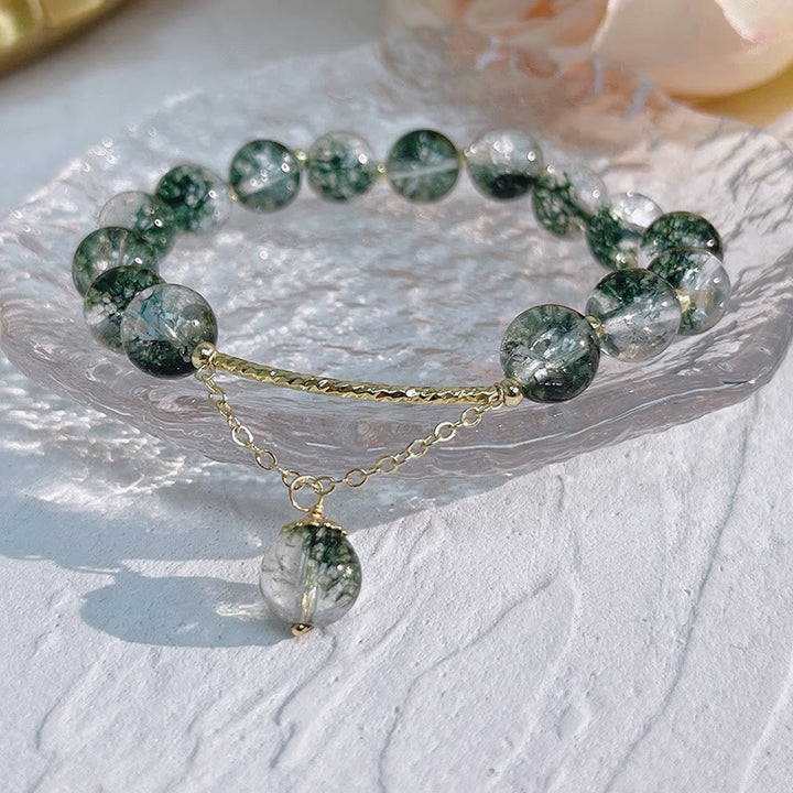 Braccialetto con ciondolo Buddha Stones Green Phantom Crystal Confidence