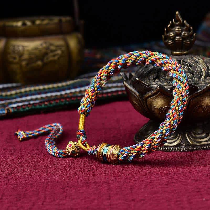 Braccialetto con ciondolo a forma di ruota di preghiera con ciondolo a forma di Thangka, fatto a mano in tibetano, con Buddha Stones