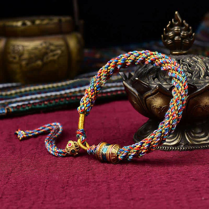 Braccialetto con ciondolo a forma di ruota di preghiera con ciondolo a forma di Thangka, fatto a mano in tibetano, con Buddha Stones