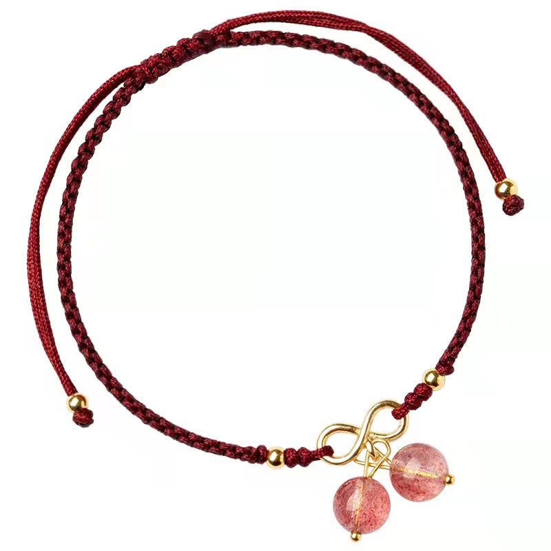 Braccialetto positivo con perline fantasma verde ametista e quarzo fragola naturale Buddha Stones