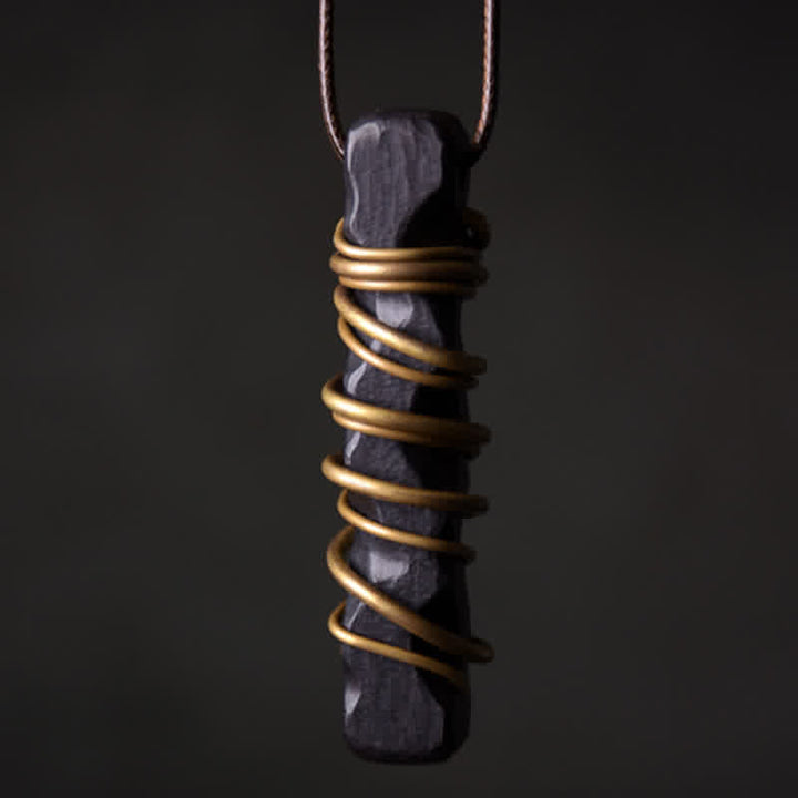 Collana con ciondolo a forma di bilancia, pace e Buddha Stones, Tibet, ebano, ottone. - image 0