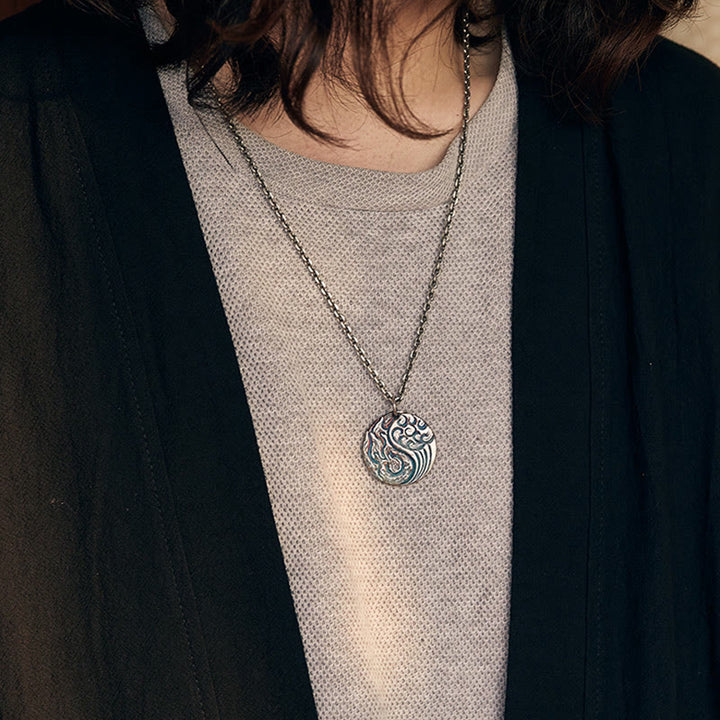 Collana con ciondolo in argento sterling 990 con Buddha Stones, equilibrio tra acqua e fuoco, Yin Yang - image 9