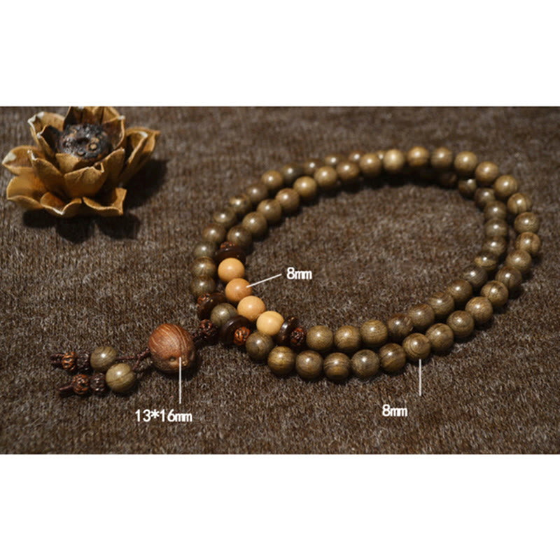 Bracciale Mala con ciondolo di protezione in legno di sandalo tibetano Buddha Stones