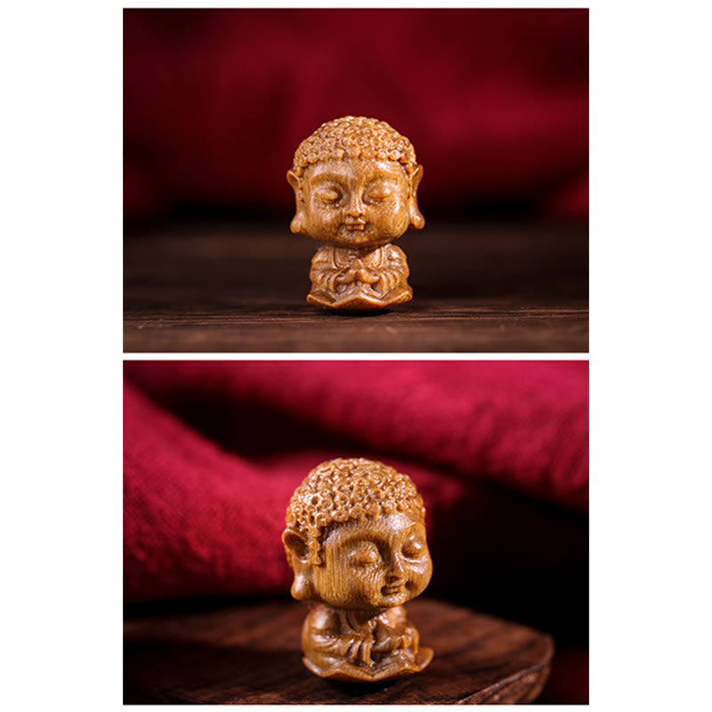 Zodiaco cinese Natale Buddha Sandalo verde Loto Inciso Decorazione positiva per la casa