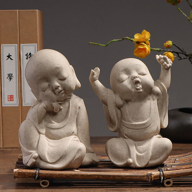 Buddha Stones Meditazione Tibetana Buddha Monaco Benedizione Serenità Resina Decorazione della casa