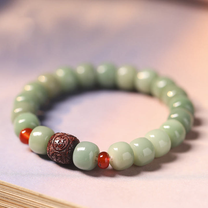Braccialetto di perline di carattere Fu Buddha Stones, semi di Bodhi, nuvola di buon auspicio, pace