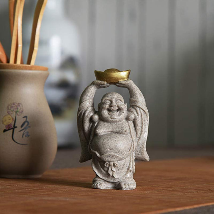 Buddha Stones Statua in resina del Buddha che ride Benedizione Decorazione per la casa