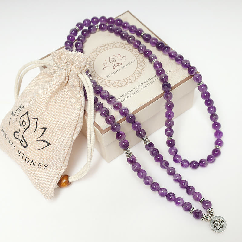Bracciale Mala di purificazione in ametista naturale Buddha Stones