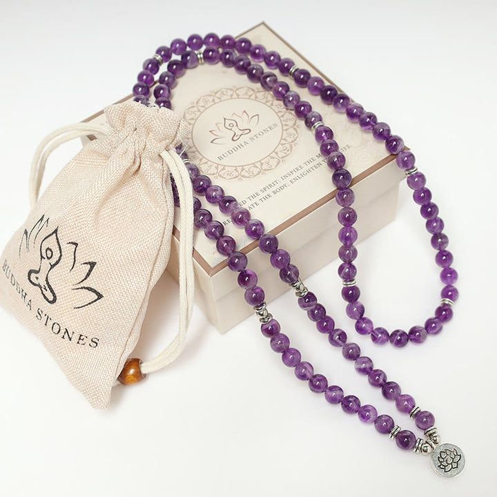 Bracciale Mala di purificazione in ametista naturale Buddha Stones