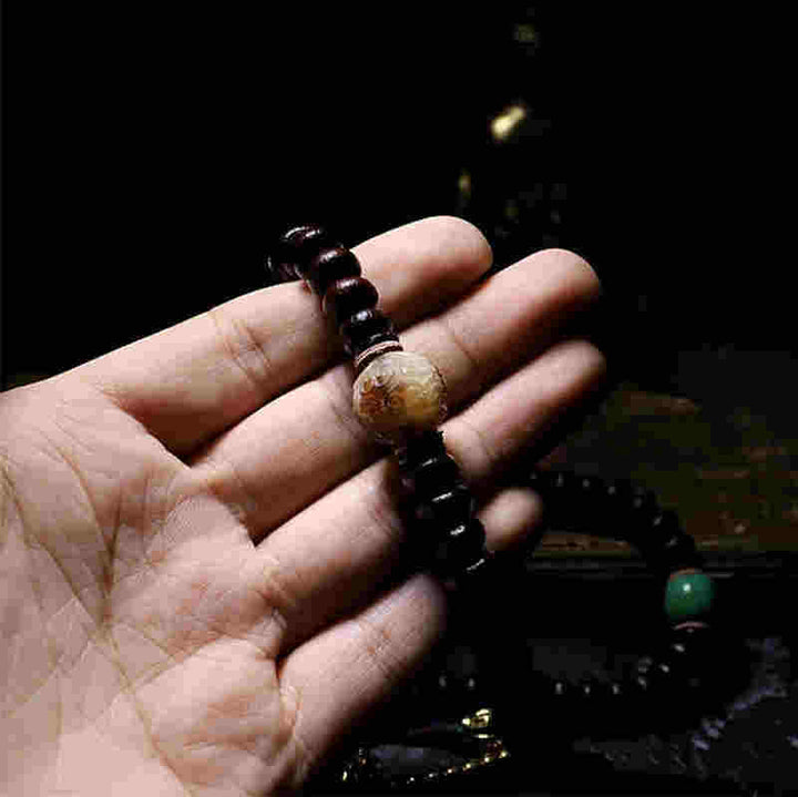 Buddha Stones Tibet 108 Mala Beads Viola Bodhi Seed Bagua Vajra Braccialetto di Auspicio
