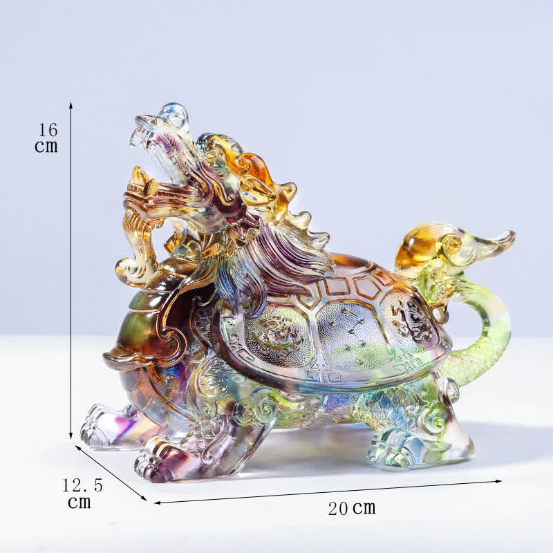Feng Shui Drago Tartaruga Fatto a Mano Liuli Cristallo Arte Pezzo Decorazione Casa Ufficio