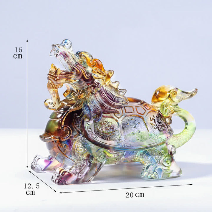 Feng Shui Drago Tartaruga Fatto a Mano Liuli Cristallo Arte Pezzo Decorazione Casa Ufficio