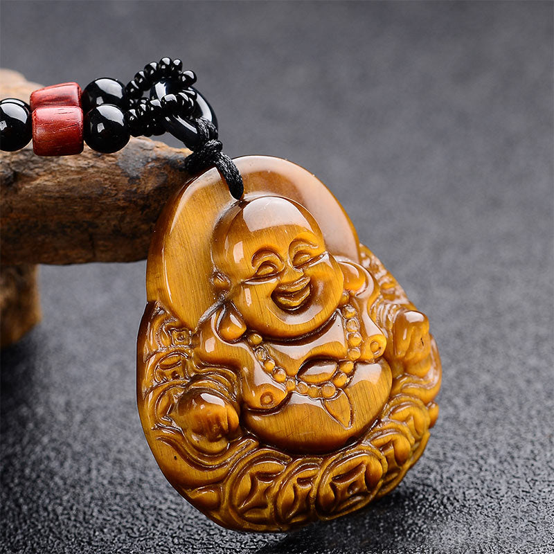 Collana di benedizione del Buddha che ride con occhio di tigre Buddha Stones del Buddha