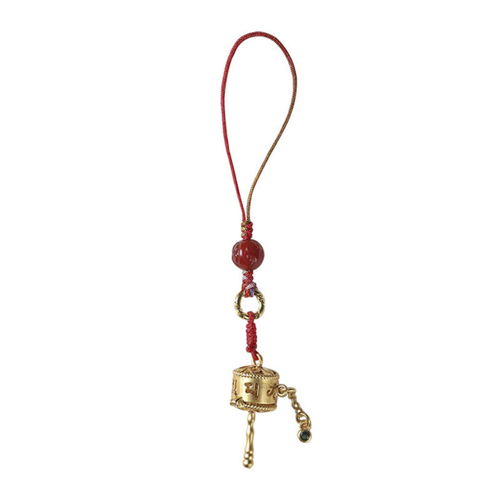 Buddha Stones Tibetano Om Mani Padme Hum Ruota della Preghiera Amuleto Ciondolo Protezione Telefono Appeso Decorazione
