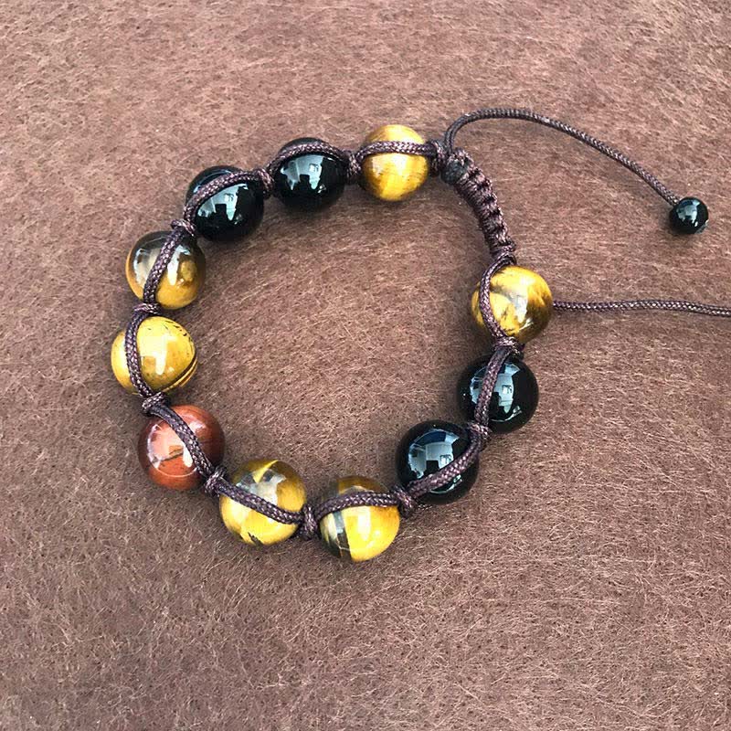 Buddha Stones Pietra lavica Pietra occhio di tigre Supporto Braccialetto di corda curativo