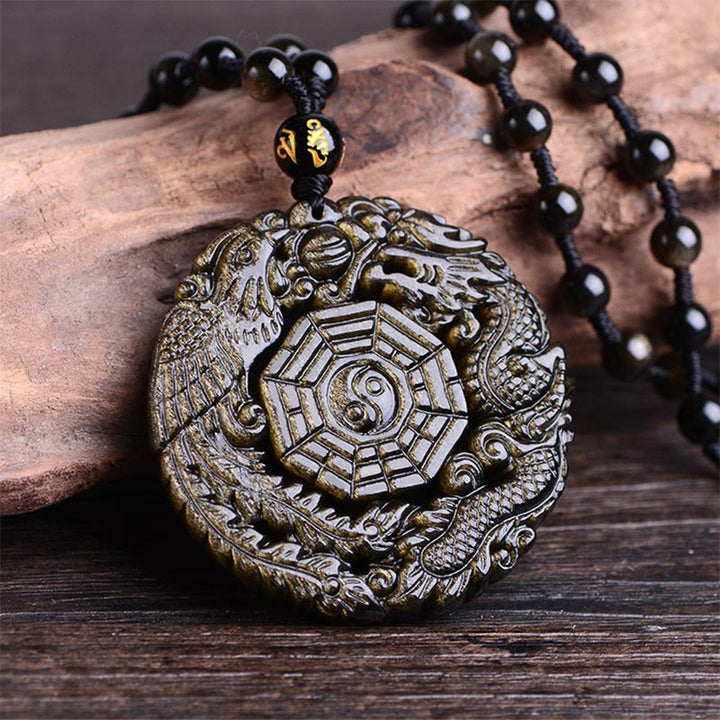 Collana con ciondolo di energia curativa in ossidiana dorata Buddha Stones