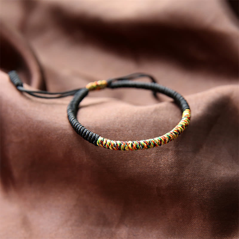 Bracciale intrecciato con nodo King Kong multicolore fatto a mano in pietra Buddha Stones tibetano, fortuna e forza