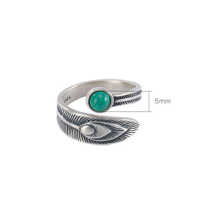Anello di protezione con perline di malachite in argento sterling 925 Buddha Stones