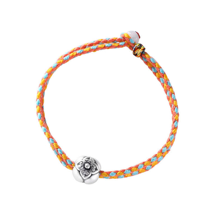 Bracciale intrecciato multicolore Buddha Stones in argento sterling 999 Persimmon Luck