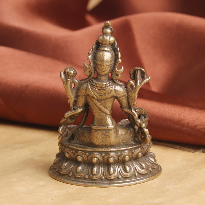 Buddha Stones Bodhisattva Tara Verde Calma Speranza Statua Rame Decorazione