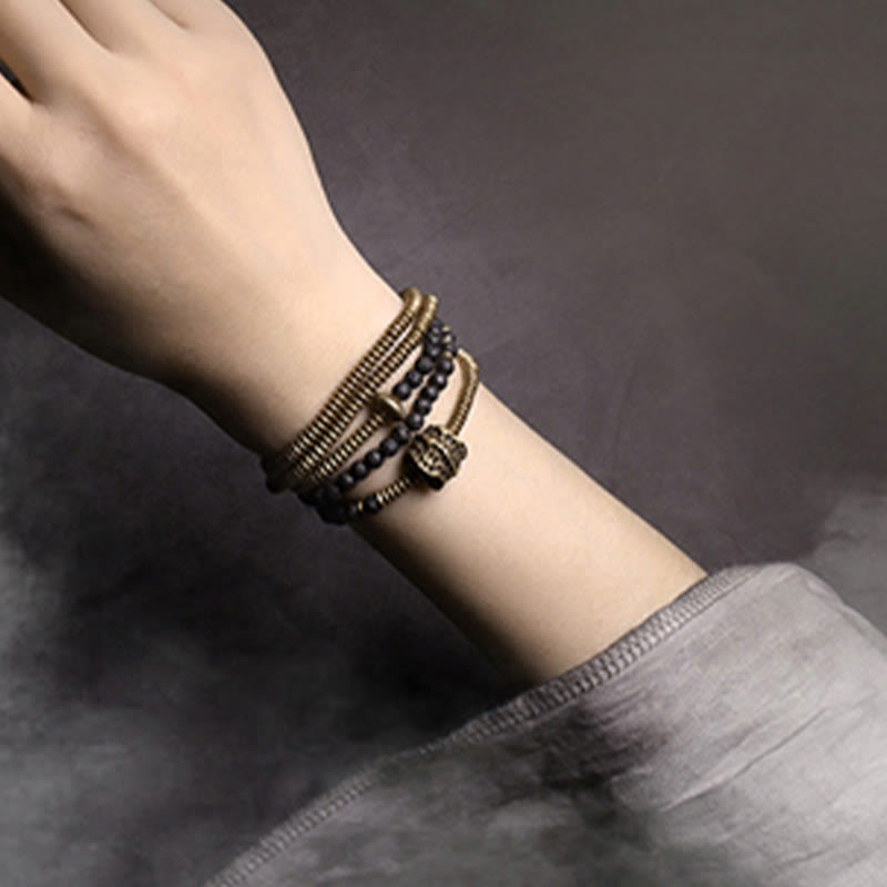Bracciale multistrato in ottone e rame con Buddha Stones - image 2