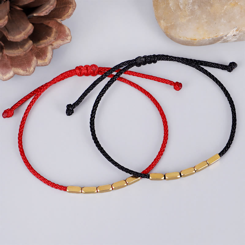 Braccialetto di corda intrecciata con protezione in perline di rame fatte a mano Buddha Stones